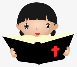 Fictional Character,smile,reading - Girl Reading Bible Clipart, HD Png Download, Free Download