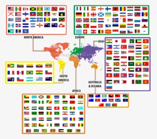 Clip Art Countries And Their Flag - World Map Flags And Names, HD Png Download, Free Download
