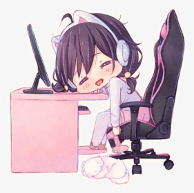 Chibi Anime Girl Gaming, HD Png Download, Free Download