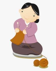 Women Vector Knitting Vecteur Hand-painted Free Download - Cartoon, HD Png Download, Free Download