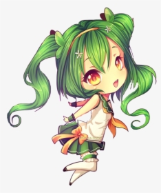 This Took A While To Cutout - Anime Chibi Girls Green Hair, HD Png Download, Free Download