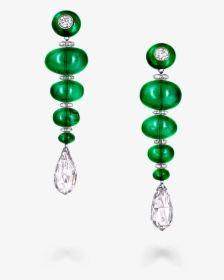 A Pair Of Graff Beaded Emerald And Diamond Earrings, HD Png Download, Free Download
