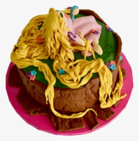 Rapunzel Chocolate Birthday Cake With Edible Rapunzel, HD Png Download, Free Download