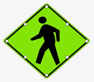 Flashing Led W11-2 Pedestrian Crossing Sign Yg, HD Png Download, Free Download