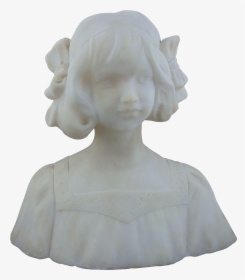Hand Carved Marble Bust Of A Young Girl-19th C, HD Png Download, Free Download