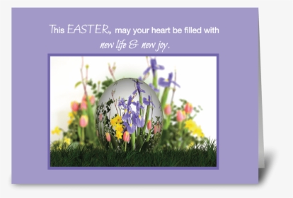 Easter Blessings Egg In Flowers Greeting Card, HD Png Download, Free Download