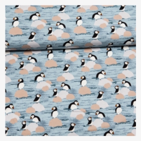 Cotton Jersey Printed Penguins Lines Light Blue, HD Png Download, Free Download