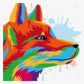 Gray Wolf Red Painted, HD Png Download, Free Download