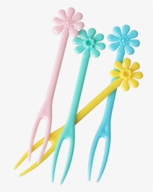 30 Flower Shaped Canape Forks Pastel Colours Rice Dk, HD Png Download, Free Download