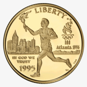 1995-w Olympic Torch Runner $5 Commemorative Gold ~, HD Png Download, Free Download