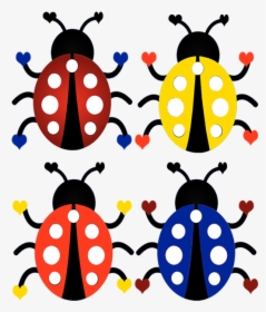 Lady Bugs Cute Ladybugs Ladybugs Hearts Colorful Ladybugs, HD Png Download, Free Download