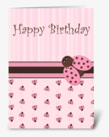 Pink & Brown Ladybug Greeting Card, HD Png Download, Free Download