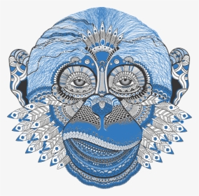 Monkey, Face, Plumage, Ornament, Animal, Blue, HD Png Download, Free Download