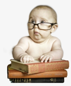#books #baby #lol #silly #funny #face #glasses #chubby - Funny Baby Reading Book, HD Png Download, Free Download