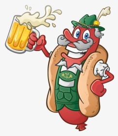 Beer Hot Dog German - Bratwurst Oktoberfest Cartoon, HD Png Download, Free Download