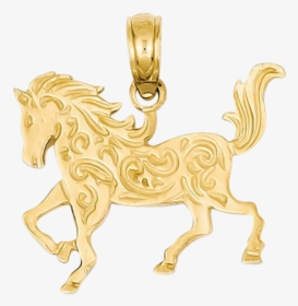 14k Gold Scroll Horse Pendant - Mane, HD Png Download, Free Download