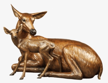 Caswell Wildlife Sculpture Of Deer And Fawn - Deer, HD Png Download, Free Download