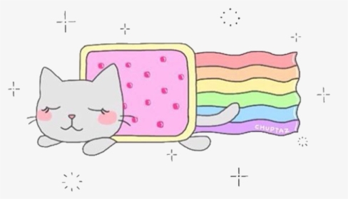 Overlay Cat Nyancat Space Sky Rainbow Tumblr Kawaii - Cartoon, HD Png Download, Free Download
