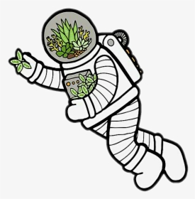 Space Astronaut Plant Leaf Plants Spaceman Outer Space - Space Stickers, HD Png Download, Free Download