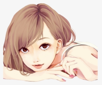 Ftestickers Girl Portrait Anime Watercolor - Innocent Dp For Girl Animated, HD Png Download, Free Download