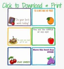 Free Printable Lunchbox Notes For Kids - Free Printable Blank Lunch Box Notes, HD Png Download, Free Download