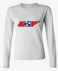 Tennessee Flag State Outline Red Womens Long Sleeve - Long-sleeved T-shirt, HD Png Download, Free Download