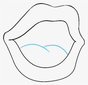 How To Draw A Mouth And Tongue - Line Art, HD Png Download, Free Download