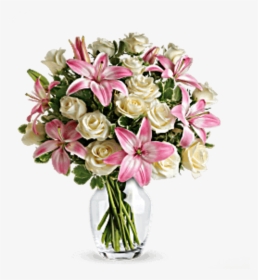 Always A Lady Bouquet - Pink Lilies And White Roses Bouquet, HD Png Download, Free Download