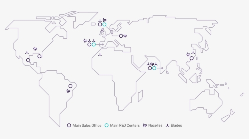 Worldwide Overview Of Siemens Gamesa Office And Manufacturing - Map, HD Png Download, Free Download