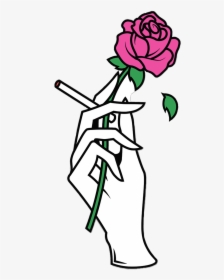 Hand Holding A Rose Outline Clipart , Png Download - Hand Holding Rose Drawing, Transparent Png, Free Download