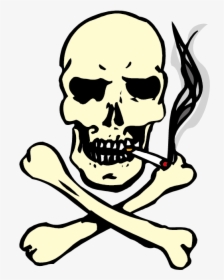 Transparent Cigarette Clipart - Skull And Cross Bones With Cigarette, HD Png Download, Free Download
