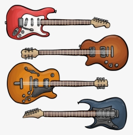 Electric Ukulele Guitar Bass Rock Hand-painted Clipart - Electric Guitar, HD Png Download, Free Download