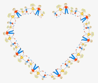 Stick Figure Family Heart - Stick Figures Around Heart, HD Png Download, Free Download