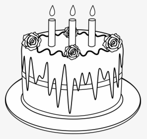 Colorable Line Art Of Birthday Cake - Clip Art Black And White Cake, HD Png Download, Free Download