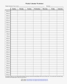 Printable Blank Weekly Calendar Worksheet Main Image - Used Car Receipt ...