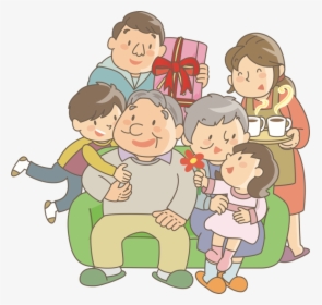 Play,sharing,playing With Kids - Grandparents With Children Black And White Clipart, HD Png Download, Free Download