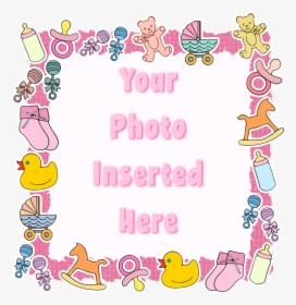 Baby Girl Border Tile Coaster - Pink Baby Border Clip Art, HD Png Download, Free Download