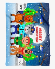 Police Santa Reindeer Christmas Blanket"  Class= - Cartoon, HD Png Download, Free Download