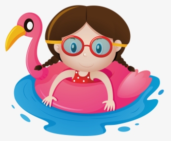 Child Clipart Swimming Pool - Floating In Pool Clipart, HD Png Download, Free Download