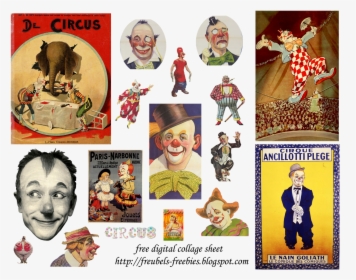 Vintage Clowns Printable Vintage Clown, Vintage Paper, - Collage, HD Png Download, Free Download