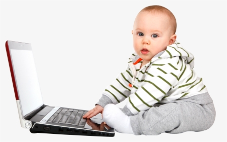 Baby Using Laptop Png, Transparent Png, Free Download
