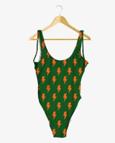 Orange Lightning Bolts On Green One-piece - Hairy Man Bathing Suit, HD Png Download, Free Download