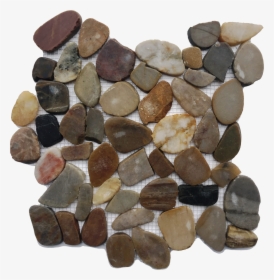 Flat Polished Mixed Color Pebble Mosaic - River Rock Tile, HD Png Download, Free Download