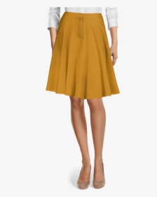 Mustard High Waisted Flared Skirt-view Front - Skirt, HD Png Download, Free Download