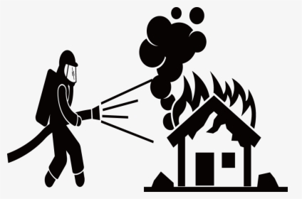 Firefighters Put Out The Fire Png Download - Silhouette House On Fire, Transparent Png, Free Download