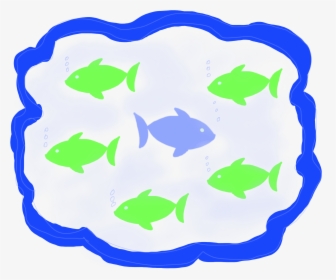 A Circle Of Green Fish Swimming Opposite Of One Blue, HD Png Download, Free Download