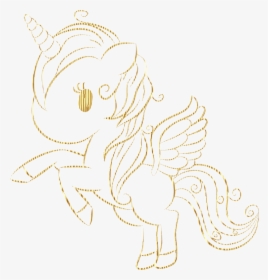 Cuddly Unicorn By Annalise1988 Line Art Gold No Bg - Cartoon, HD Png Download, Free Download