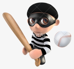 D Funny Burglar - Cartoon Thief With Stick, HD Png Download, Free Download