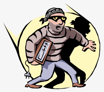 Vector Illustration Of Prowler Thief Burglar With Stolen - La Inseguridad Ciudadana Dibujos, HD Png Download, Free Download