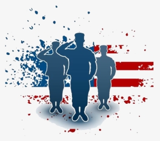 Veterans Day Png Image - Silhouette American Flag Soldier Saluting, Transparent Png, Free Download